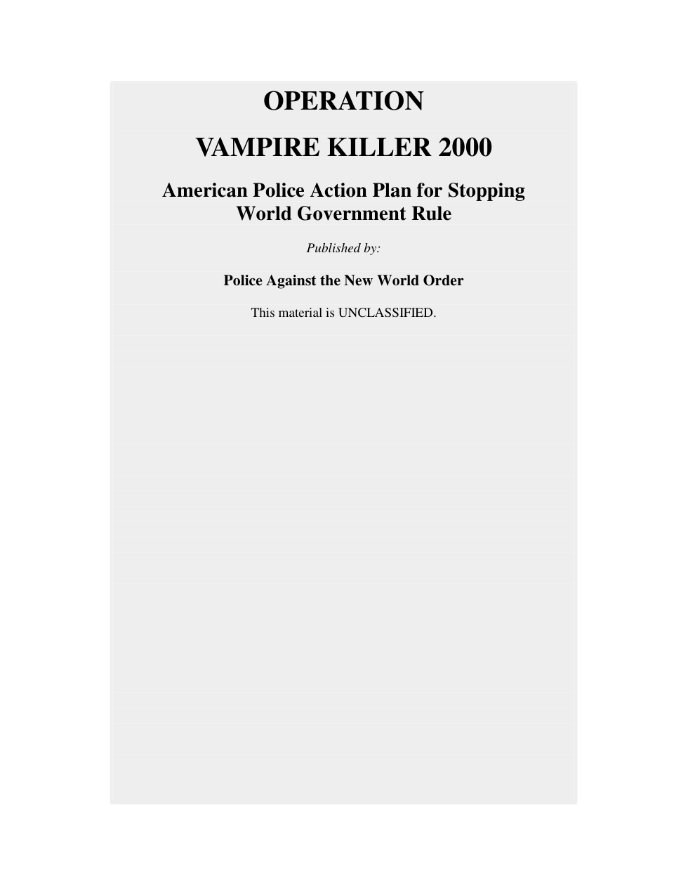 Operation Vampire Killer 2000 cover