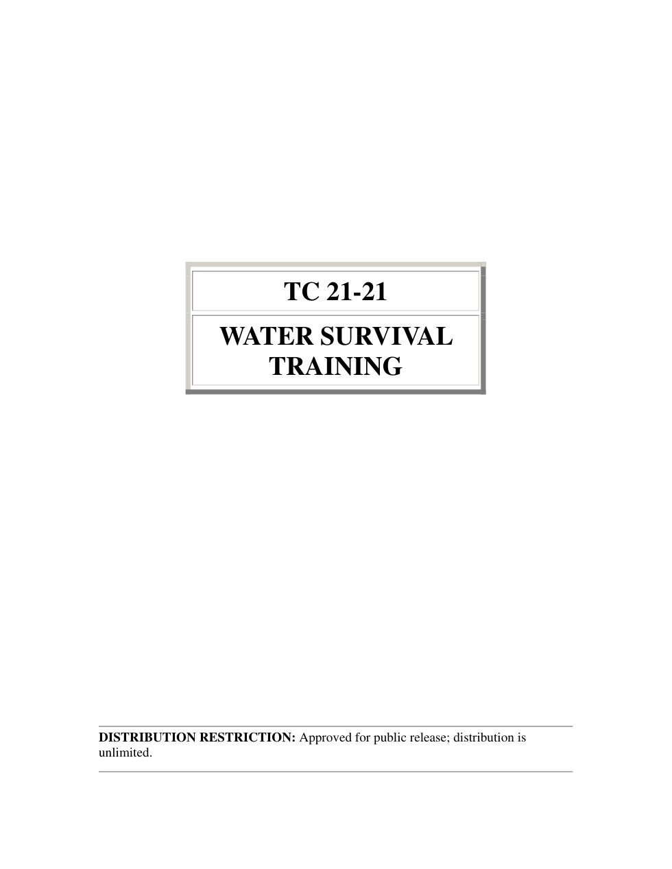 ARMY Water Survival Training TC 21-21 1991 31 pages cover