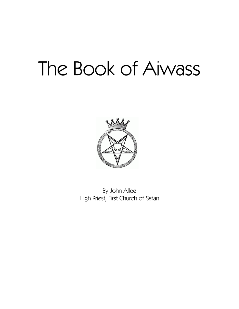 Jhon Allee - The Book of Aiwass cover