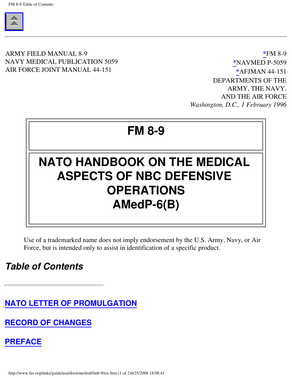 NATO Medical Aspects of NBC Defense 1996 443 pages cover