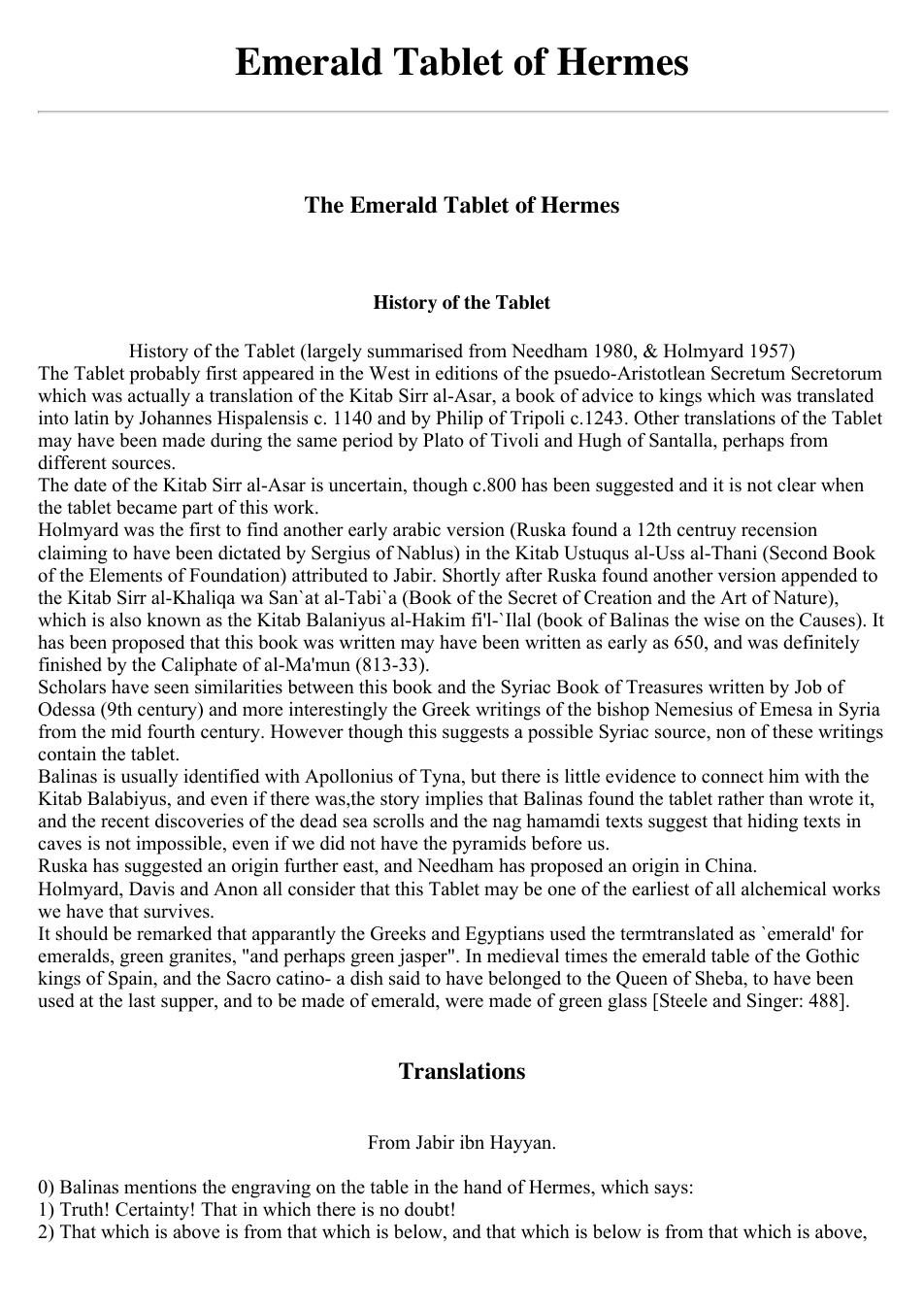 Emerald Tablet of Hermes cover