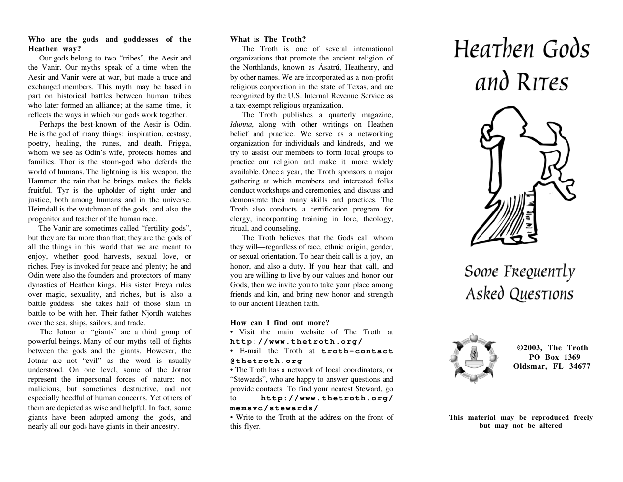 heathen gods and rites - a brief introduction to our ways of worship and main deities cover