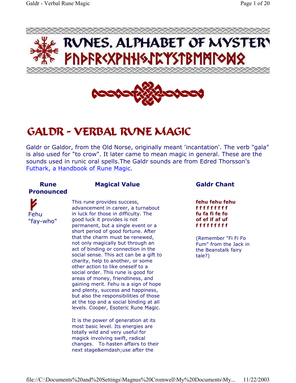 Verbal Rune Magic cover