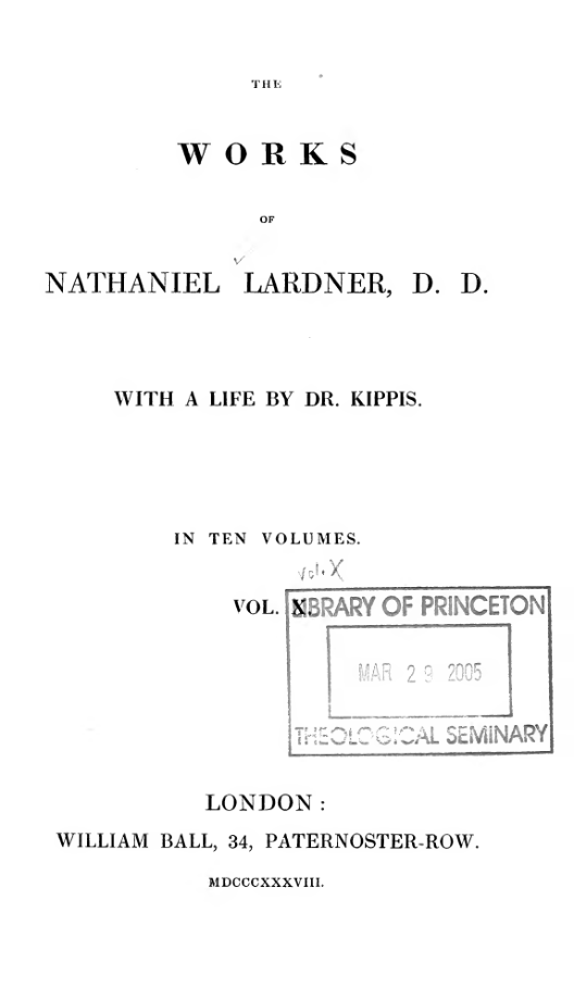 The works of Nathaniel Lardner cover