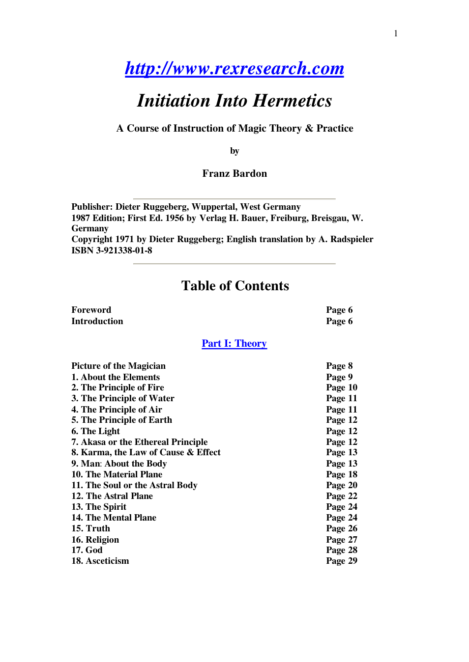 Franz Bardon Initiation into Hermetics cover