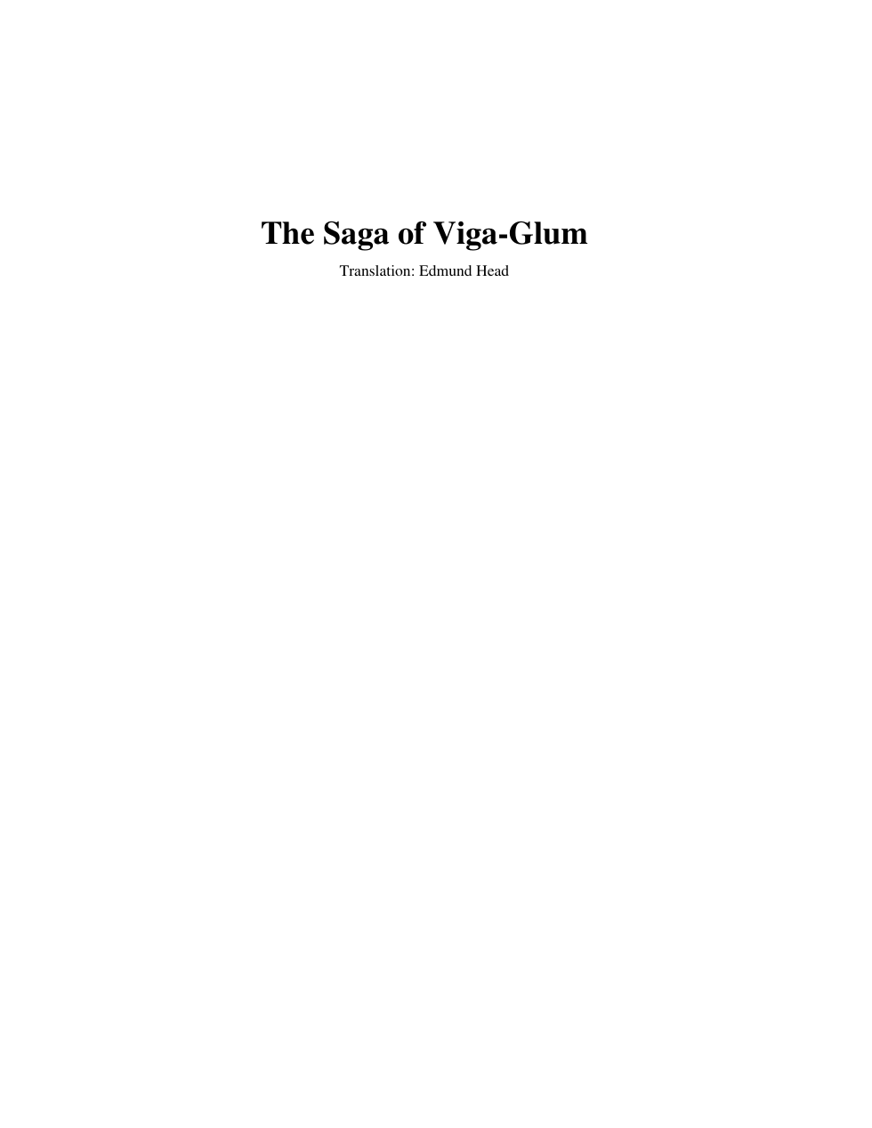 The Saga of Viga-Glum cover