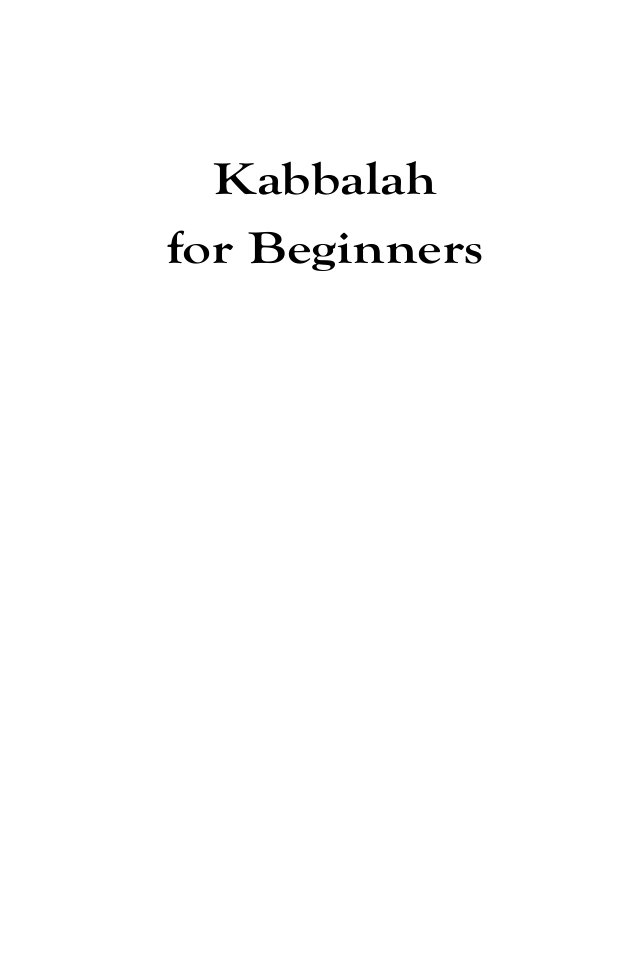 Kabbalah for Beginners cover