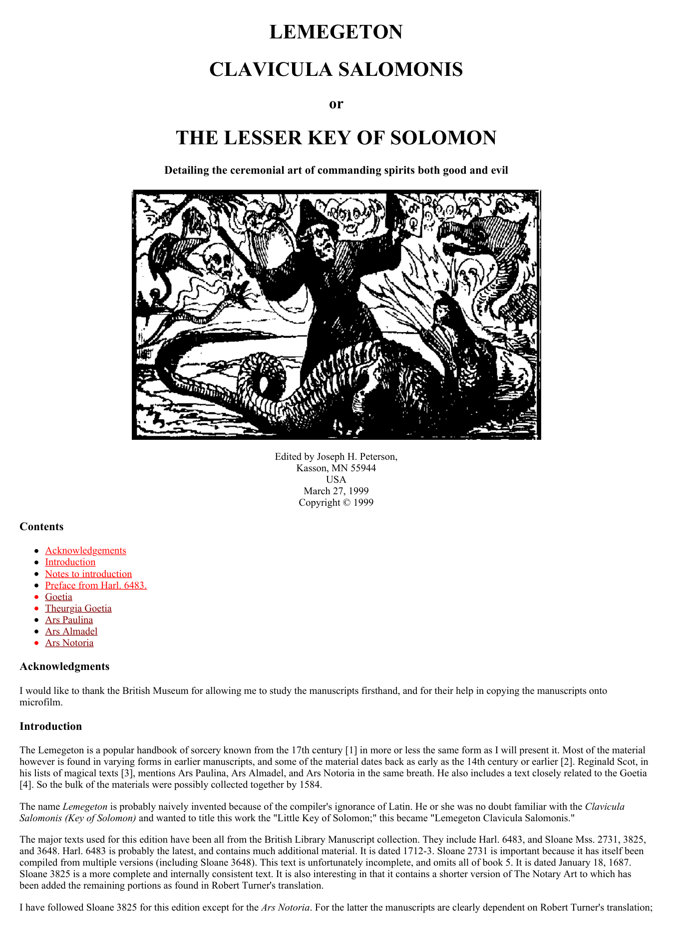 Lemegeton Clavicula Salomonis (The Lesser Key of Solomon) cover