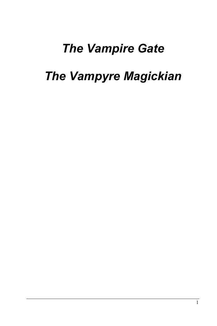 Michael W Ford - The Vampire Gate - The Vampyr cover