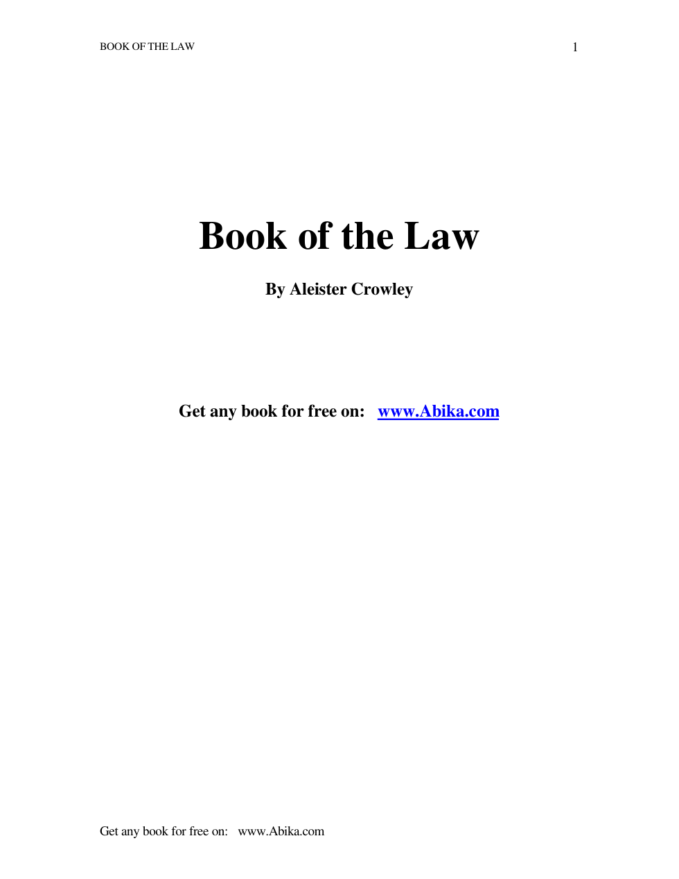 Aleister Crowley - Book Of The Law cover