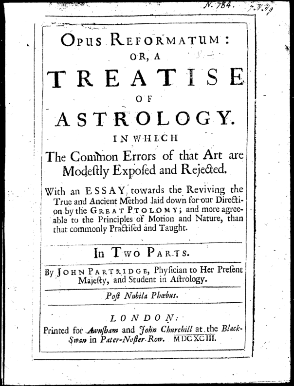 Partridge, John - 1693 - Opus Reformatum cover