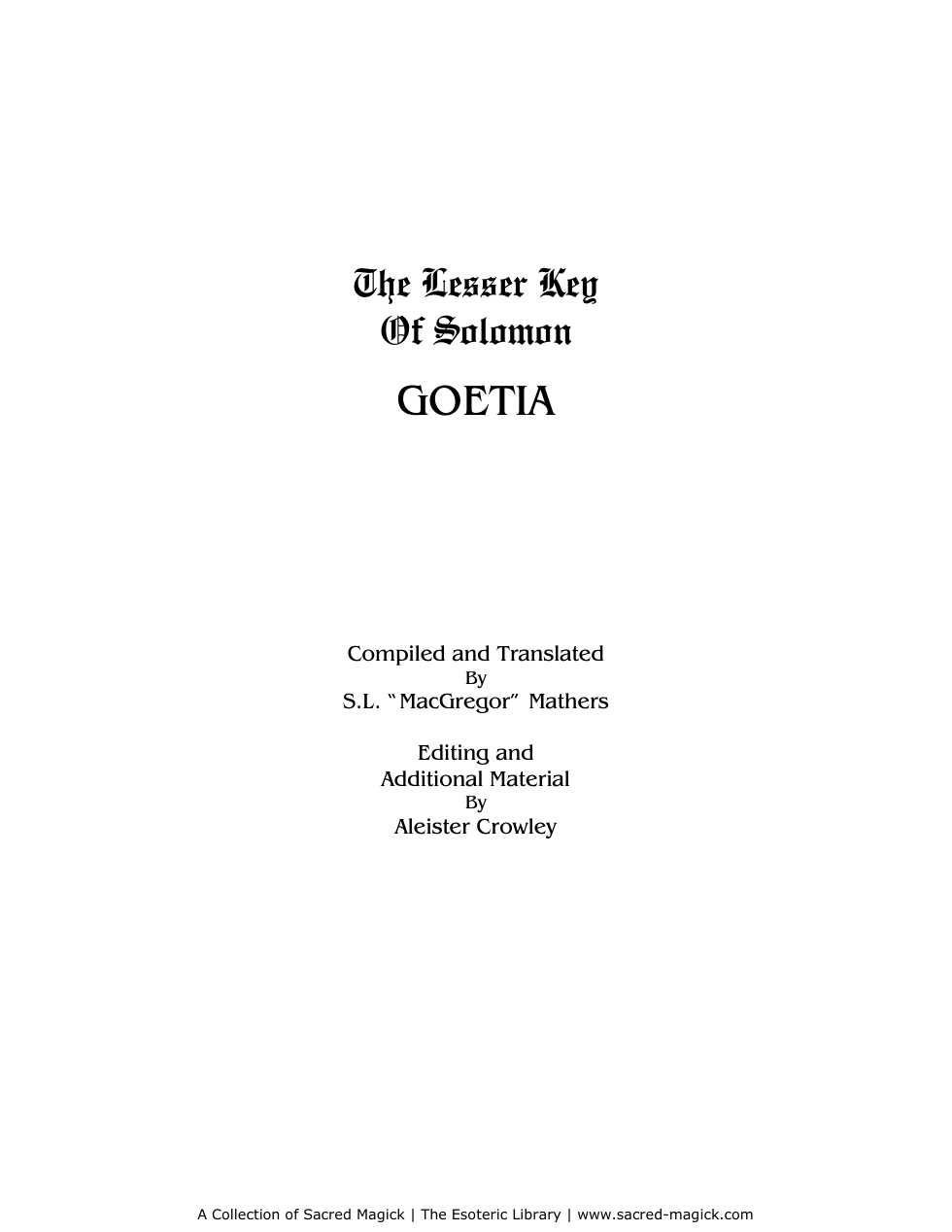 Lesser Key of Solomon 1 cover