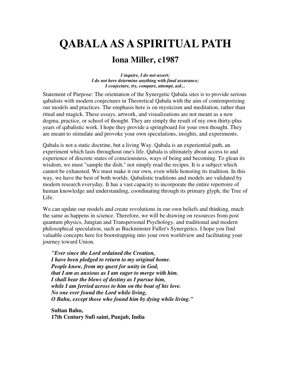 Synergetic Qabala cover