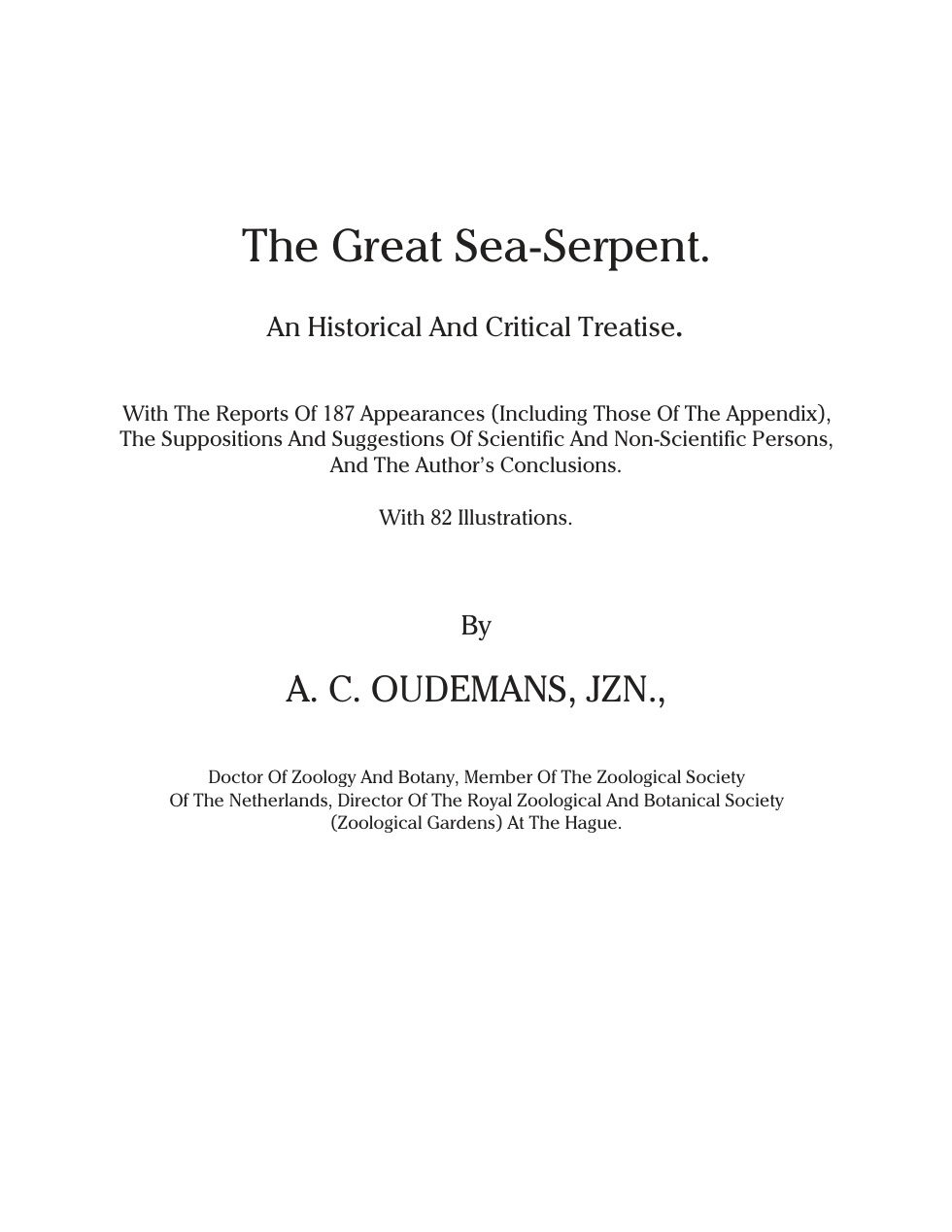 The Great Sea Serpent - A C Oudemans cover