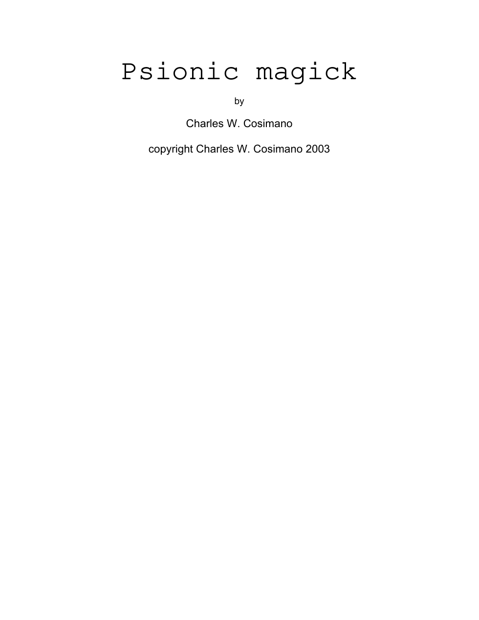 Psionic Magick cover