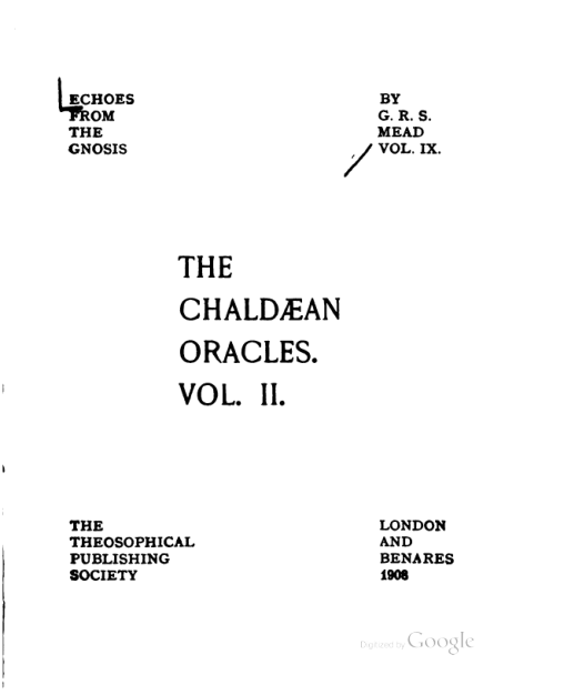 Mead - Chaldaean Oracles, Vol. 2 cover