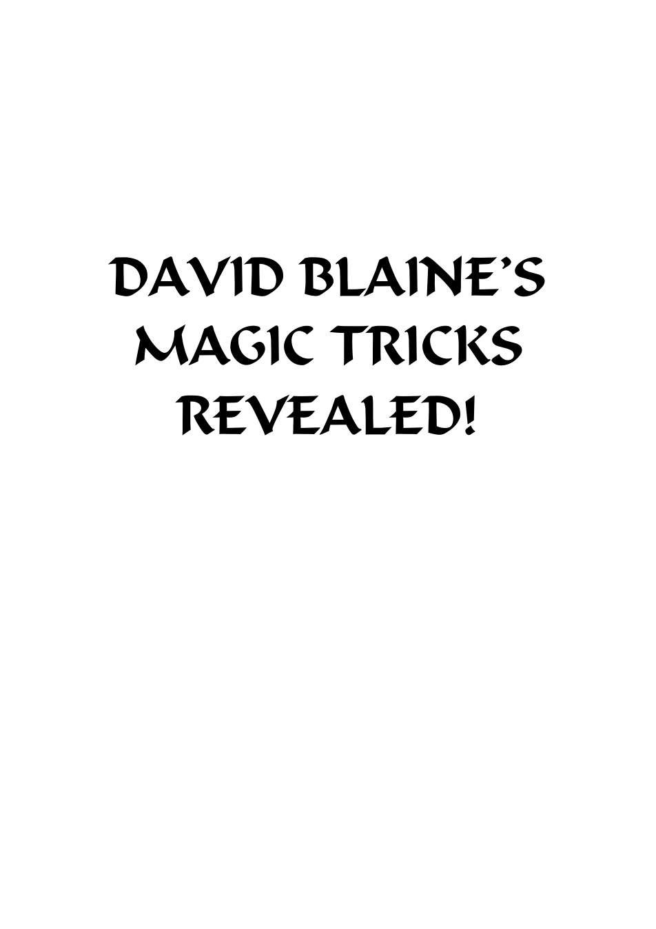 David Blaine's Magic Revealed cover