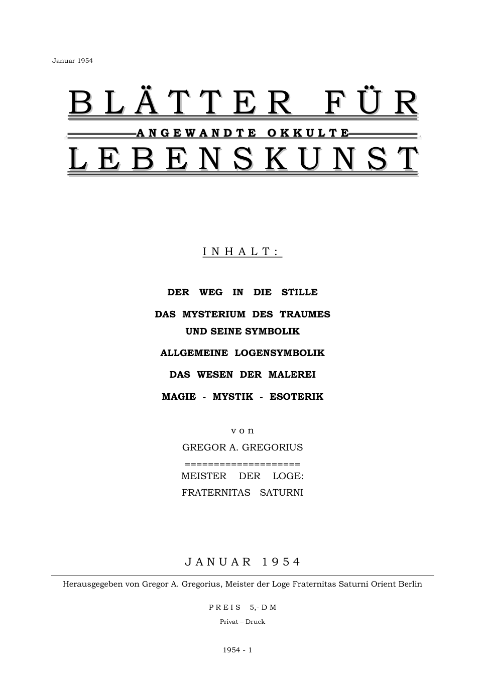 blatter-fur-angewandte-okkulte-lebenskunst-1954 cover