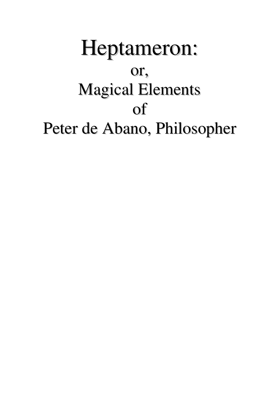Heptameron - P de Abaro cover