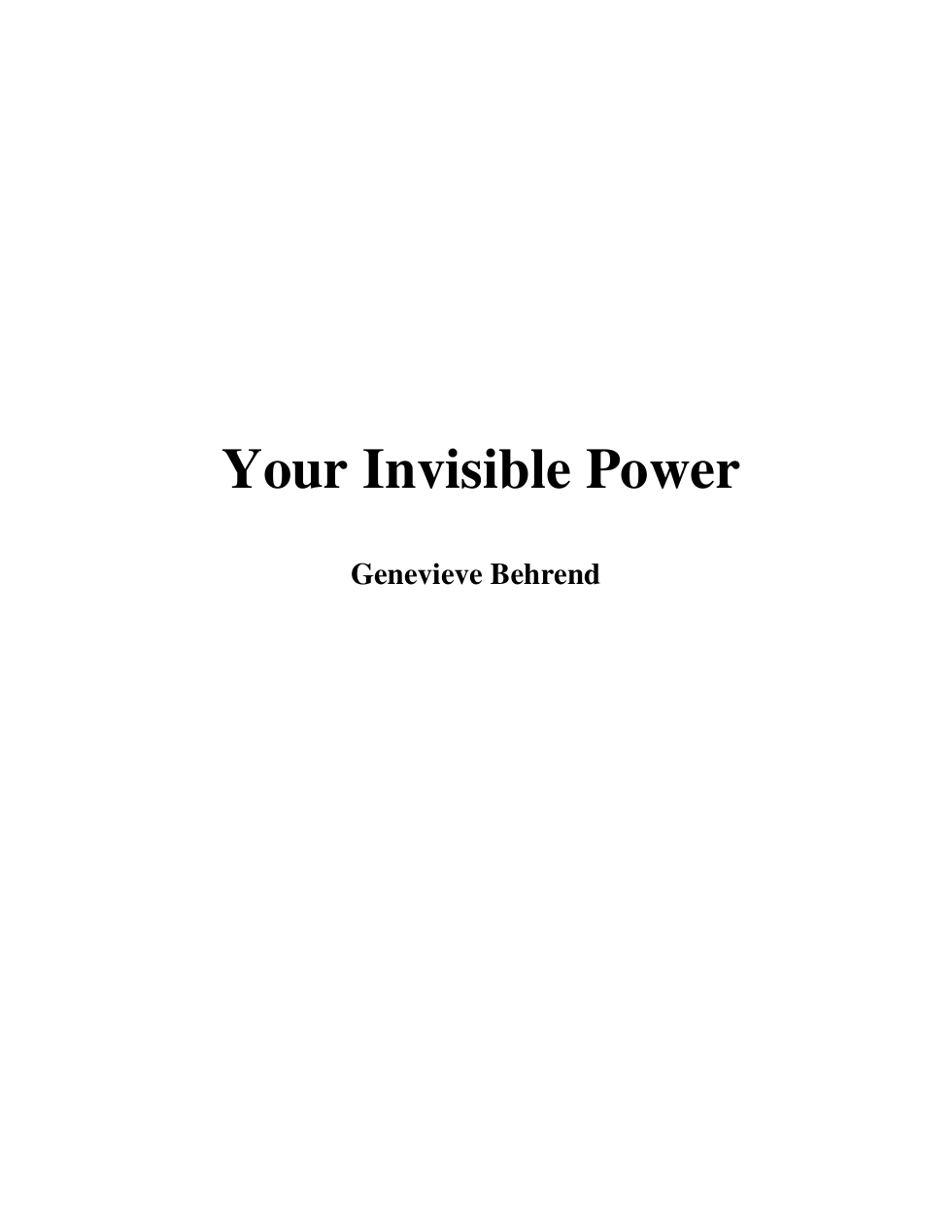 Genevieve Behrend -Your Invisible Power cover