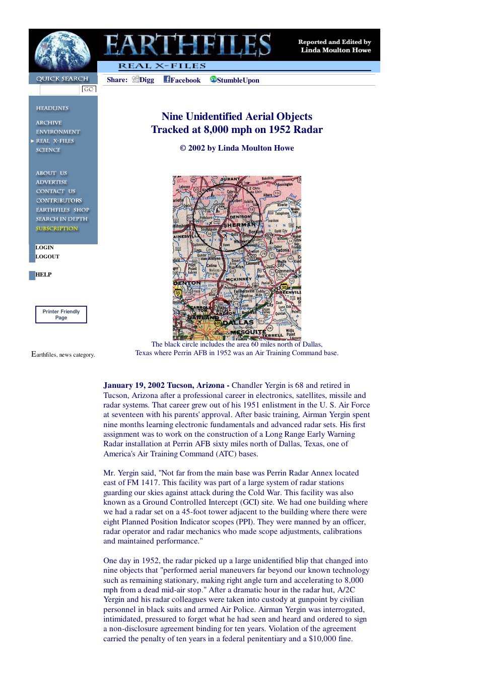 01 19 2002 Nine Unidentified Aerial Objects Tracked at 8,000 mph on 1952 Radar cover