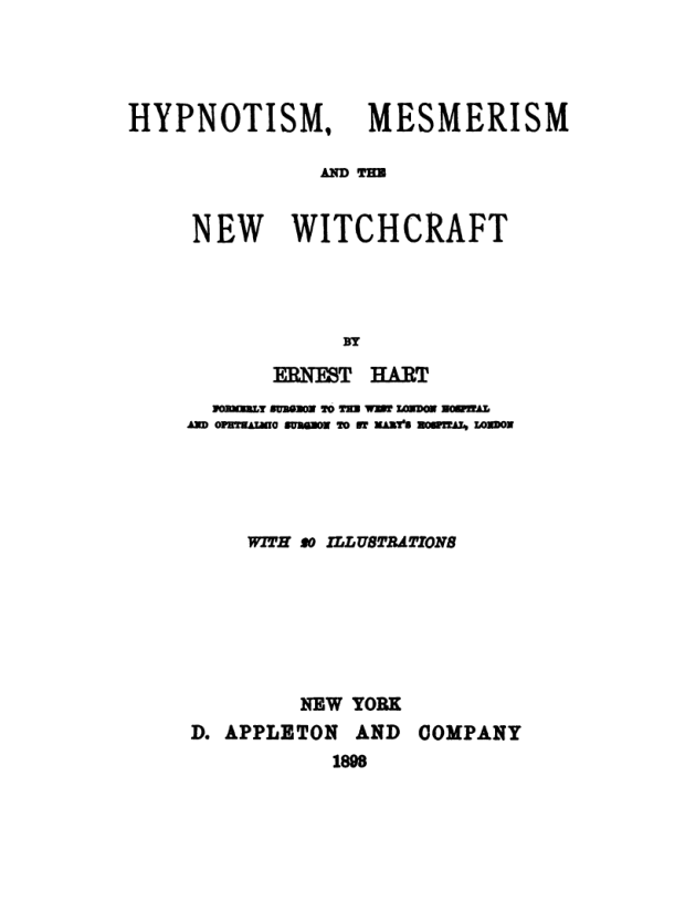 Hypnotism Mesmerism & the New Witchcraft - E Hart cover