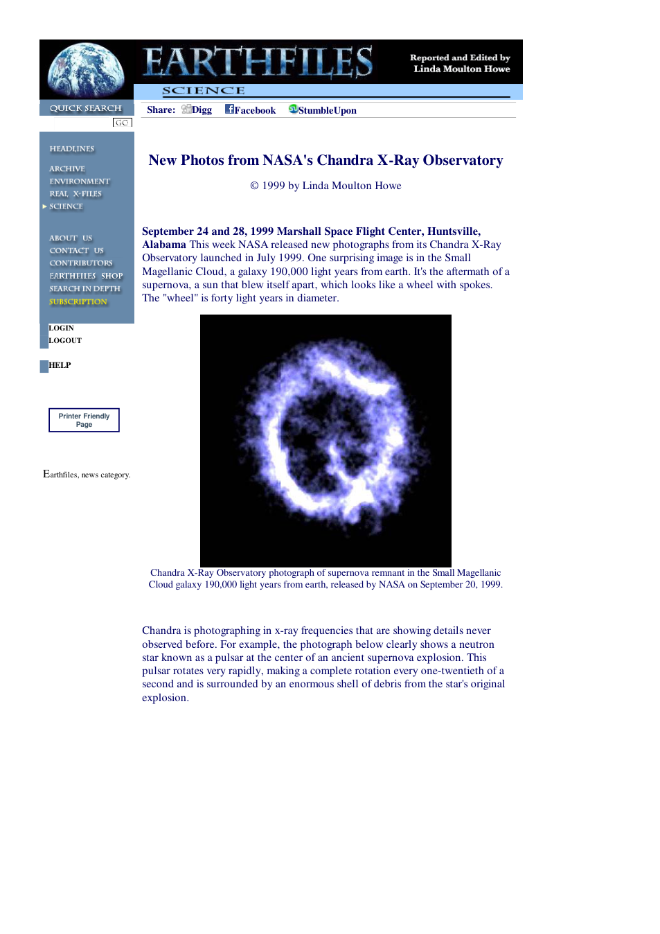 09 24 1999 New Photos from NASA's Chandra X-Ray Observatory cover