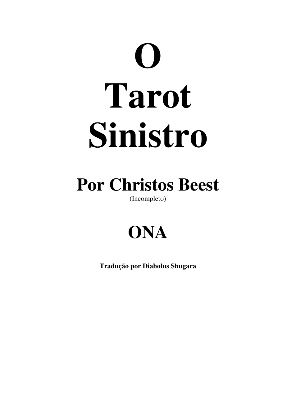 Tarot Sinistro cover