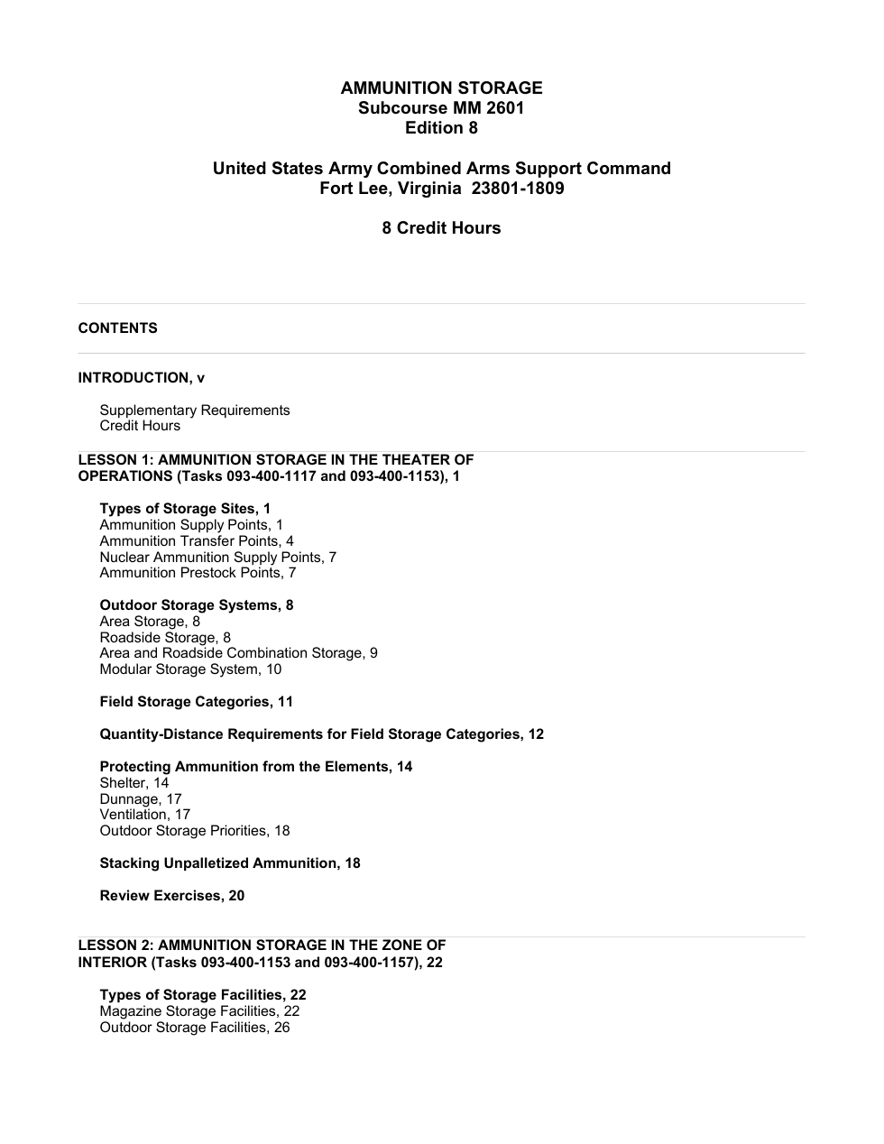 ARMY Ammunition Storage 74 pages cover