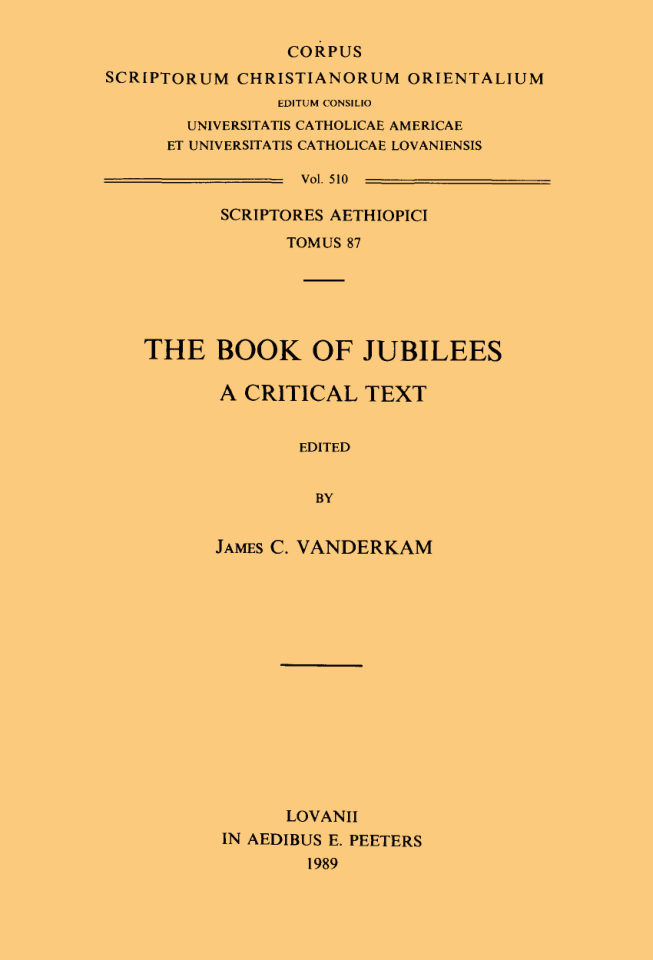 Vanderkam-The Book of Jubilees. A Critical Text cover