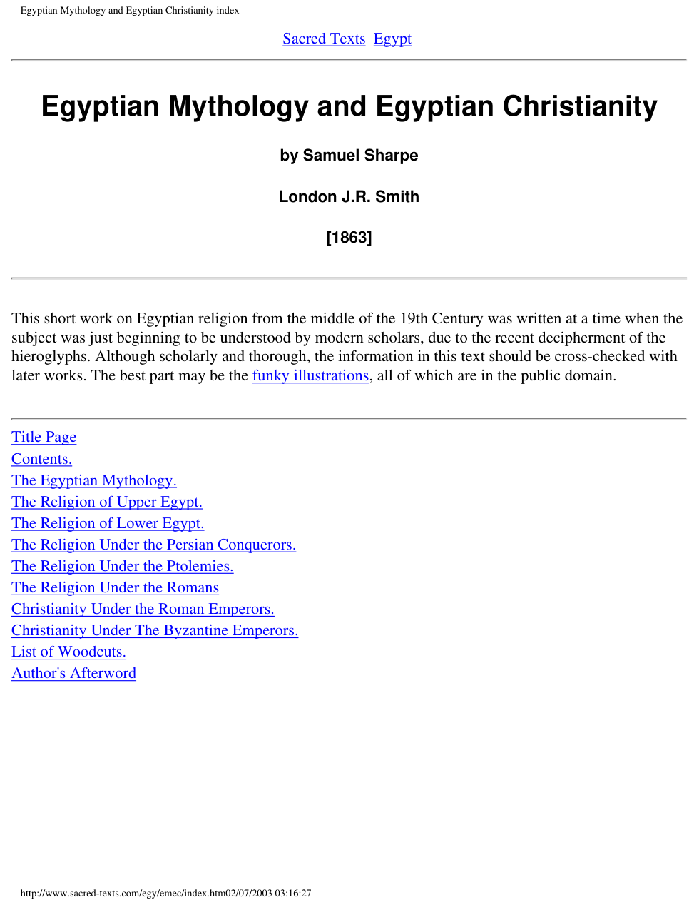 Egyptian Mythology and Egyptian Christianityby Samuel Sharpe cover