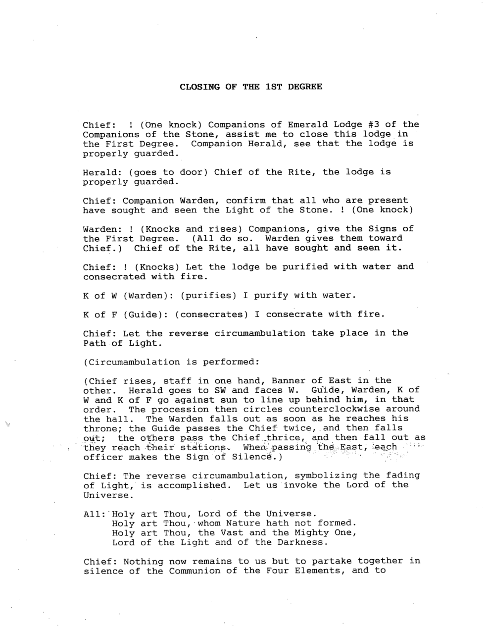 1994 Closing of the First Degree cover