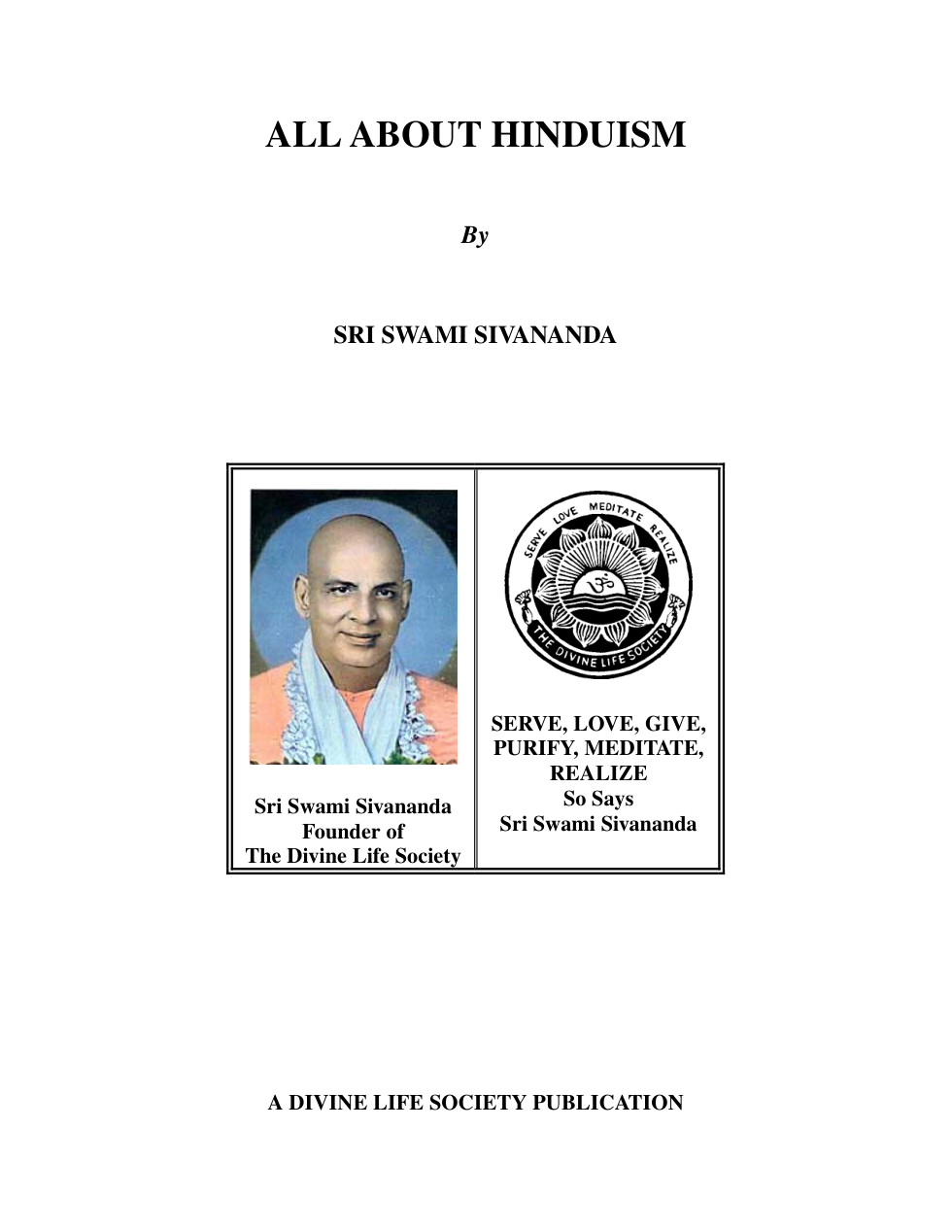 All About Hinduism Swami Sivananda cover