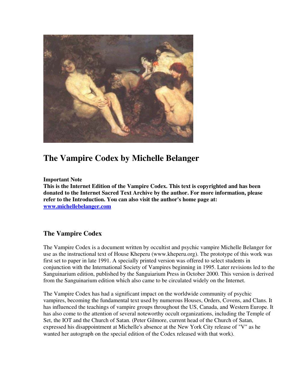 Michelle Belanger - The Vampire Codex cover