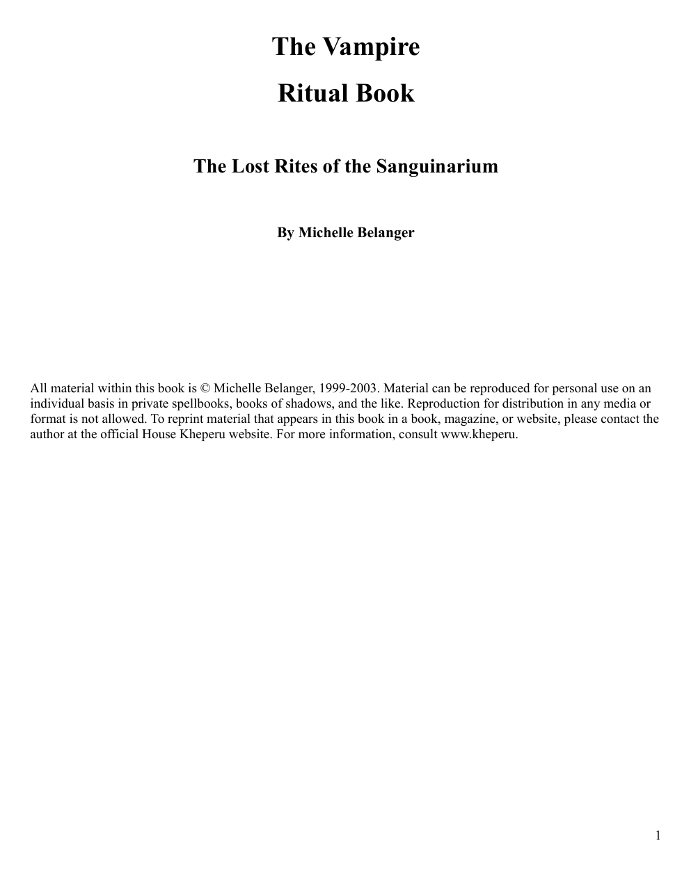 Belanger, Michelle - The Vampire Ritual Book cover