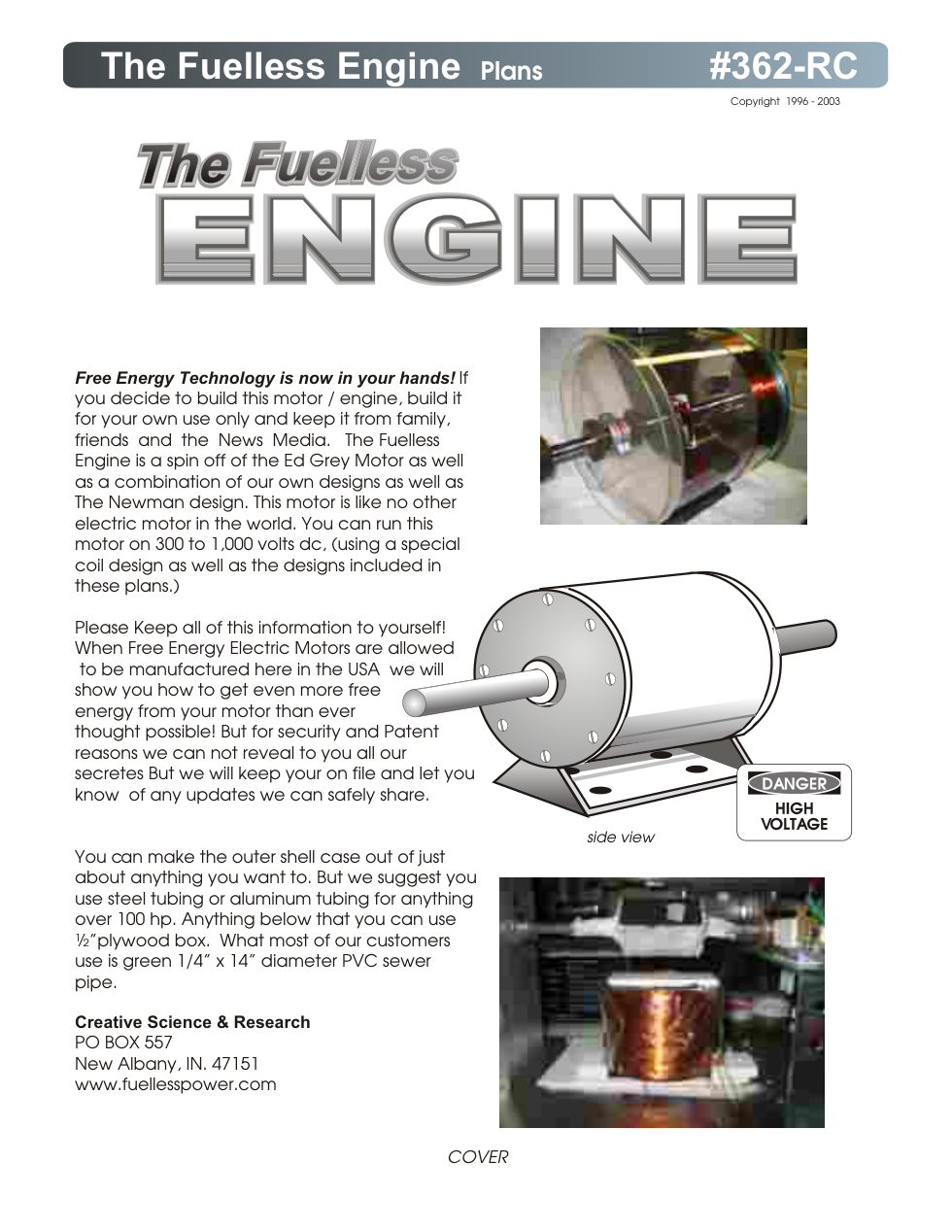 Fuelless Engine cover