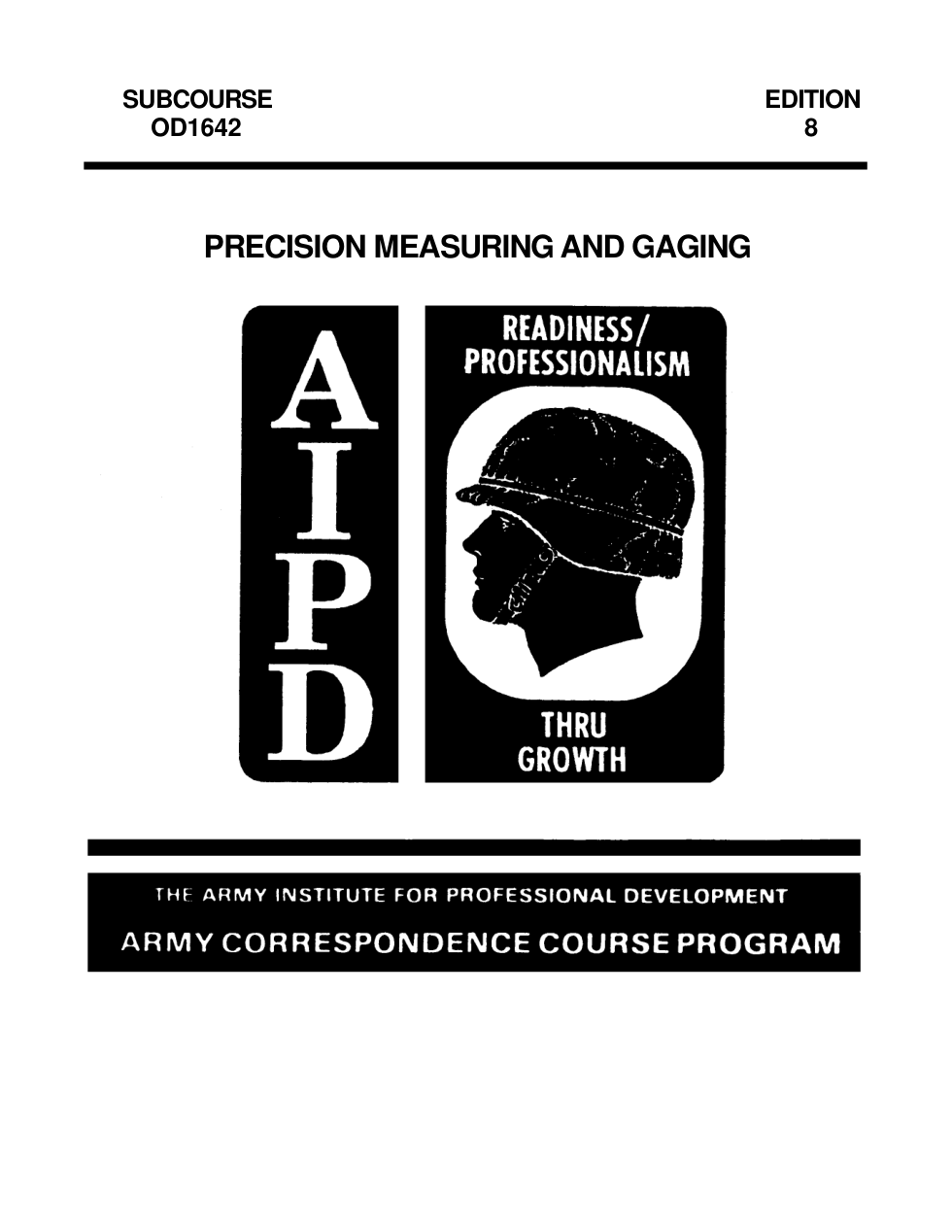 ARMY Machinist - Precision Measuring & Gaging Ed. 8 96p. cover