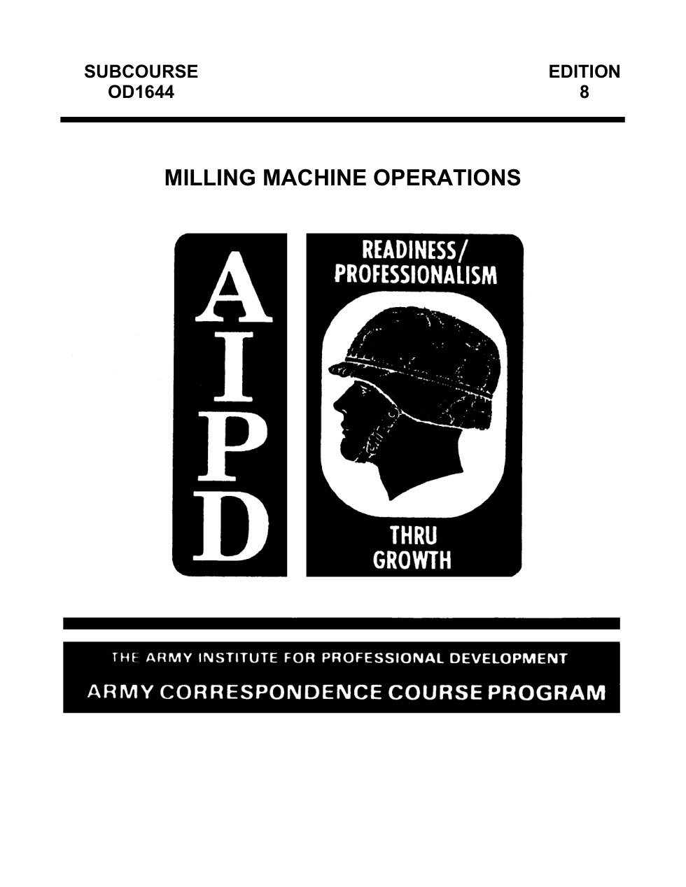 ARMY Machinist - Milling Machine Operations 81p. cover