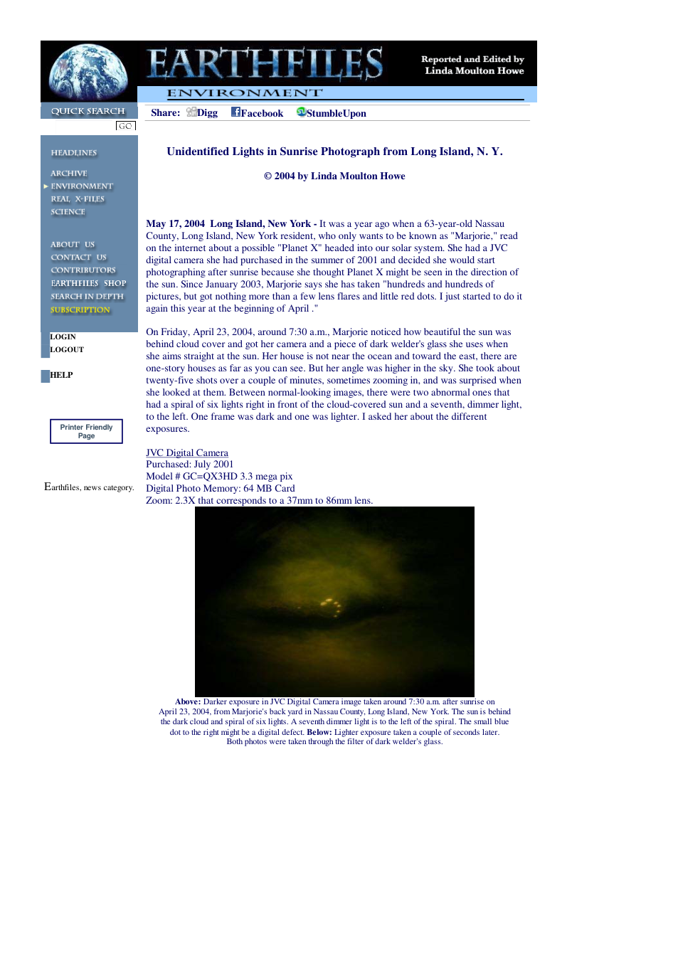 05 17 2004 Unidentified Lights in Sunrise Photograph from Long Island, N. Y. cover