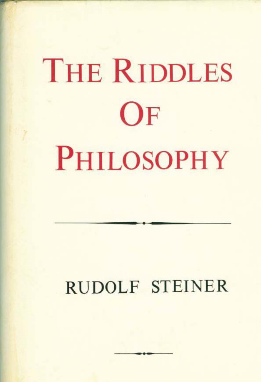 Rudolf Steiner - The Riddle of Philosophy cover