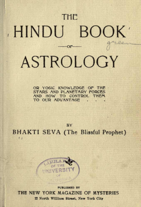 The Hindu Book Of Astrology - Bhakti Sheva cover
