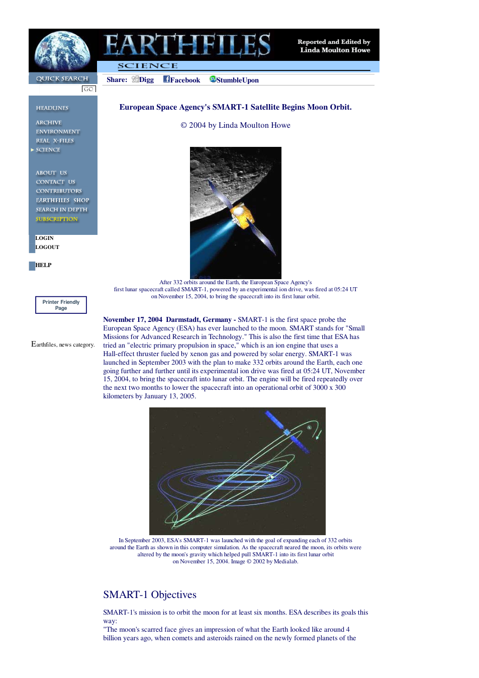 11 17 2004 European Space Agency's SMART-1 Satellite Begins Moon Orbit cover