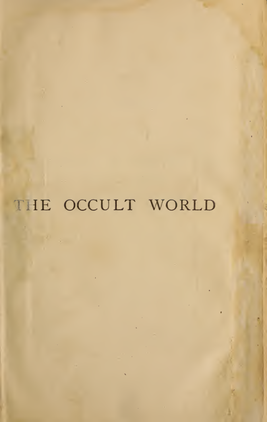The Occult World (1885) cover