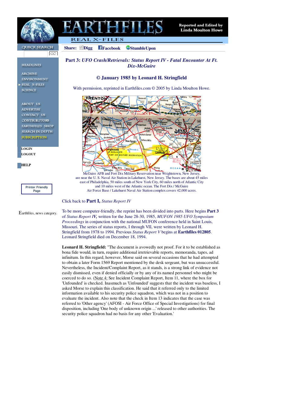 02 19 2005 Part 3 UFO Crash Retrievals Status Report IV - Fatal Encounter At Ft. Dix McGuire cover