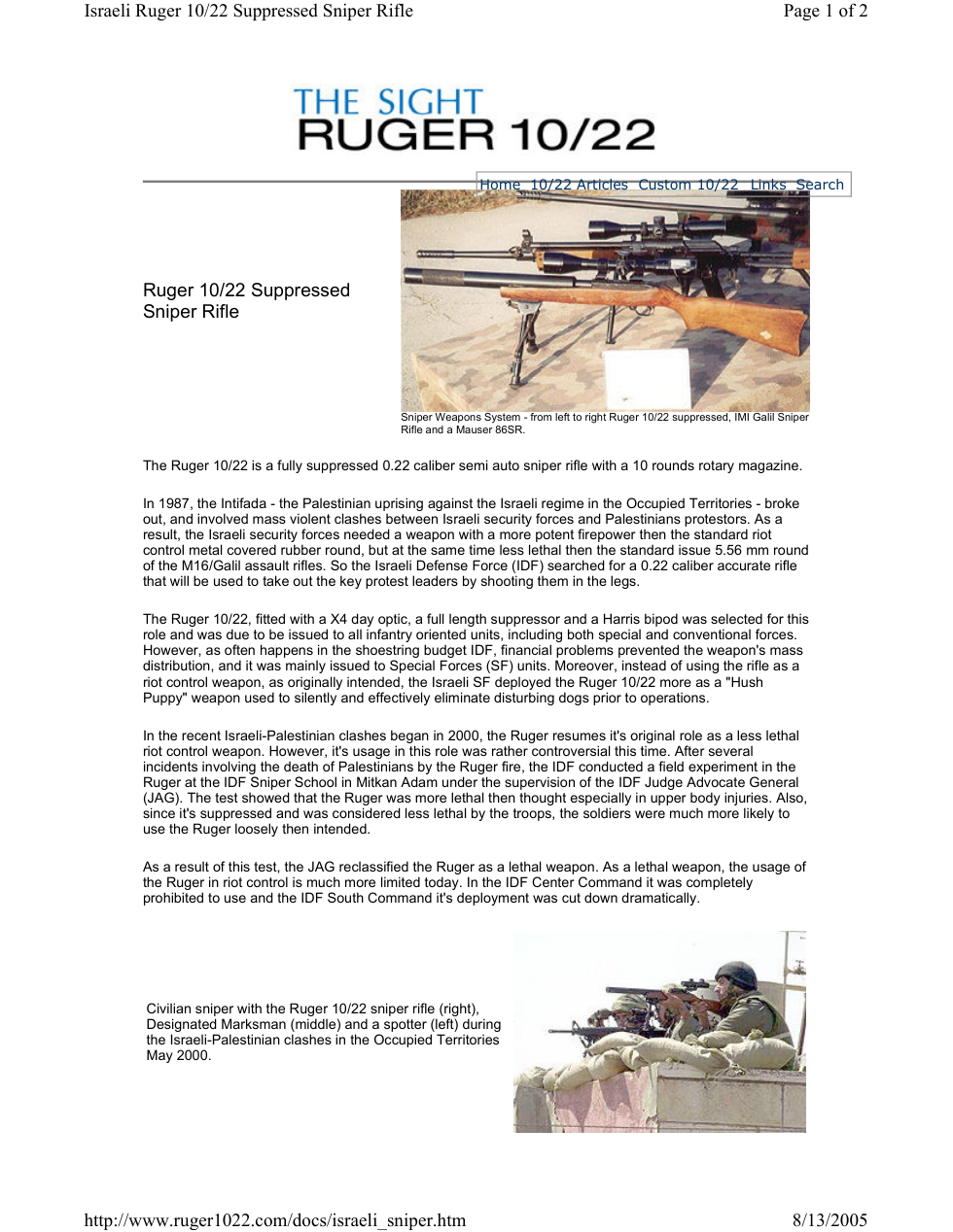 Ruger 10-22 Sniper Rifles 2 pages cover