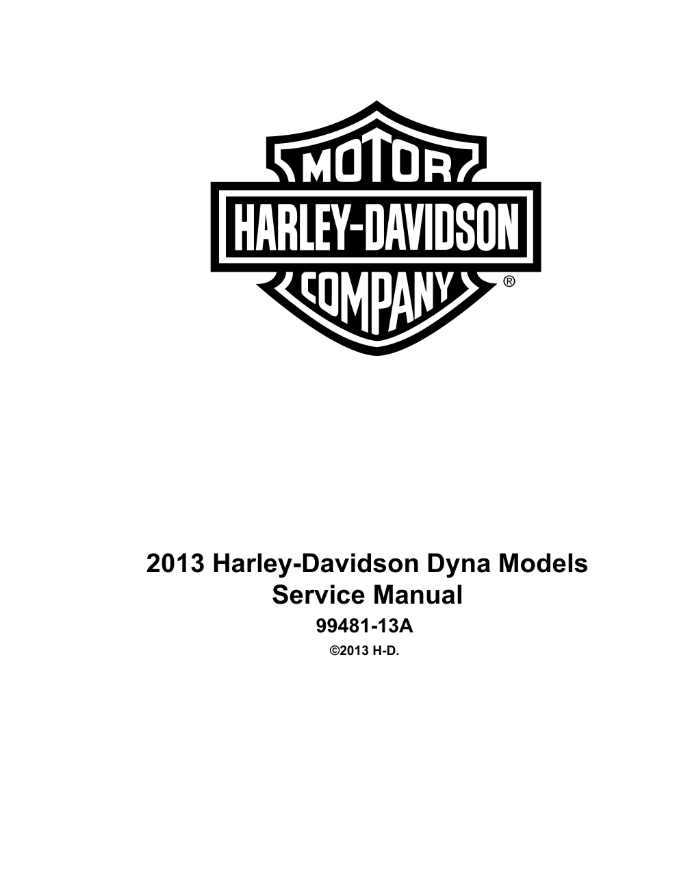 2013 Harley-Davidson Dyna Service Manual cover