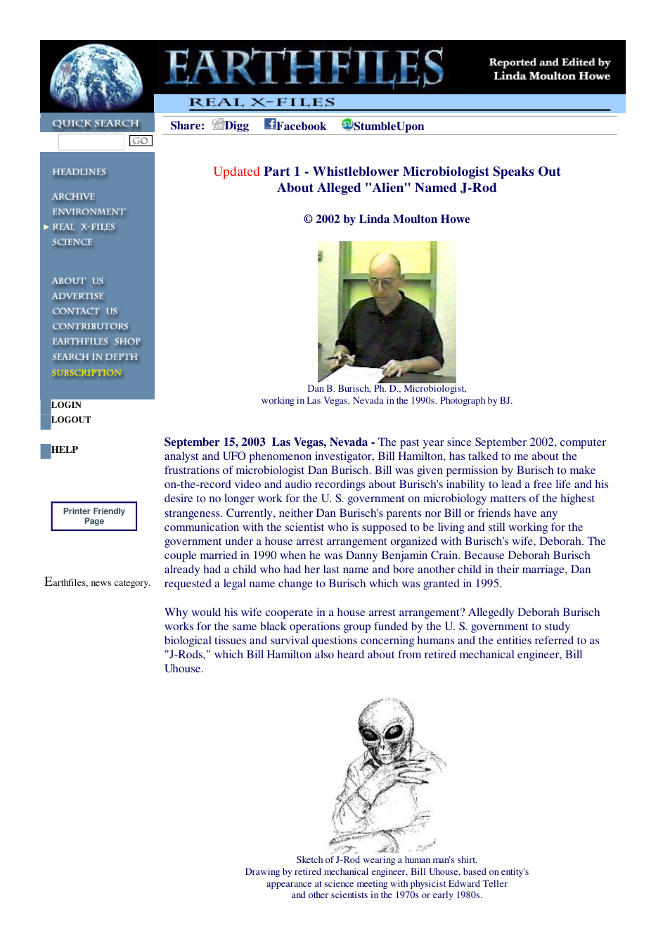 09 15 2003 Update Part 1 - Whistleblower Microbiologist Speaks Out About Alleged Alien Named J-Rod cover