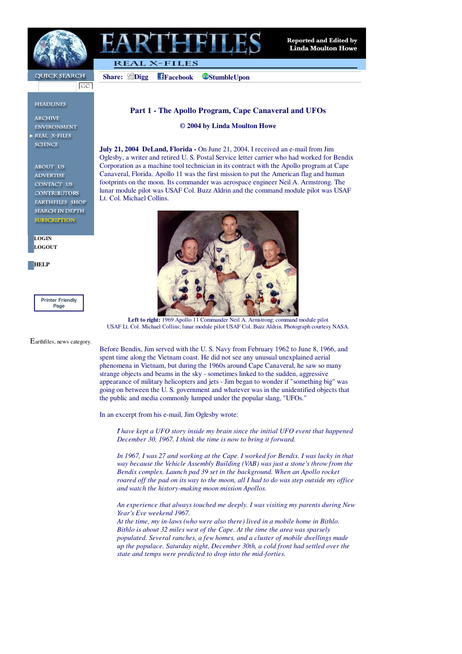 07 21 2004 The Apollo Program, Cape Canaveral and UFOs cover
