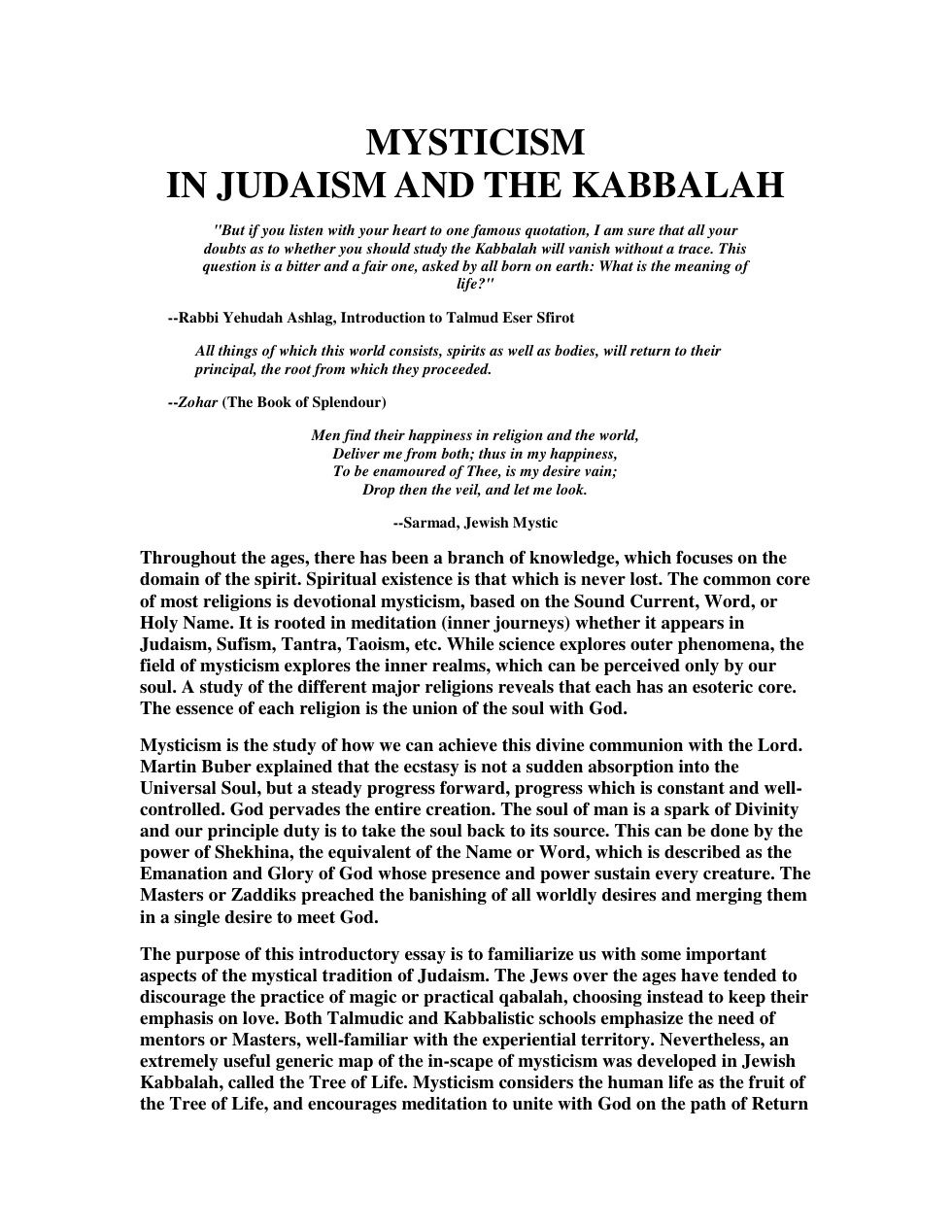 Mysticism in Judaism and Kabbalah cover