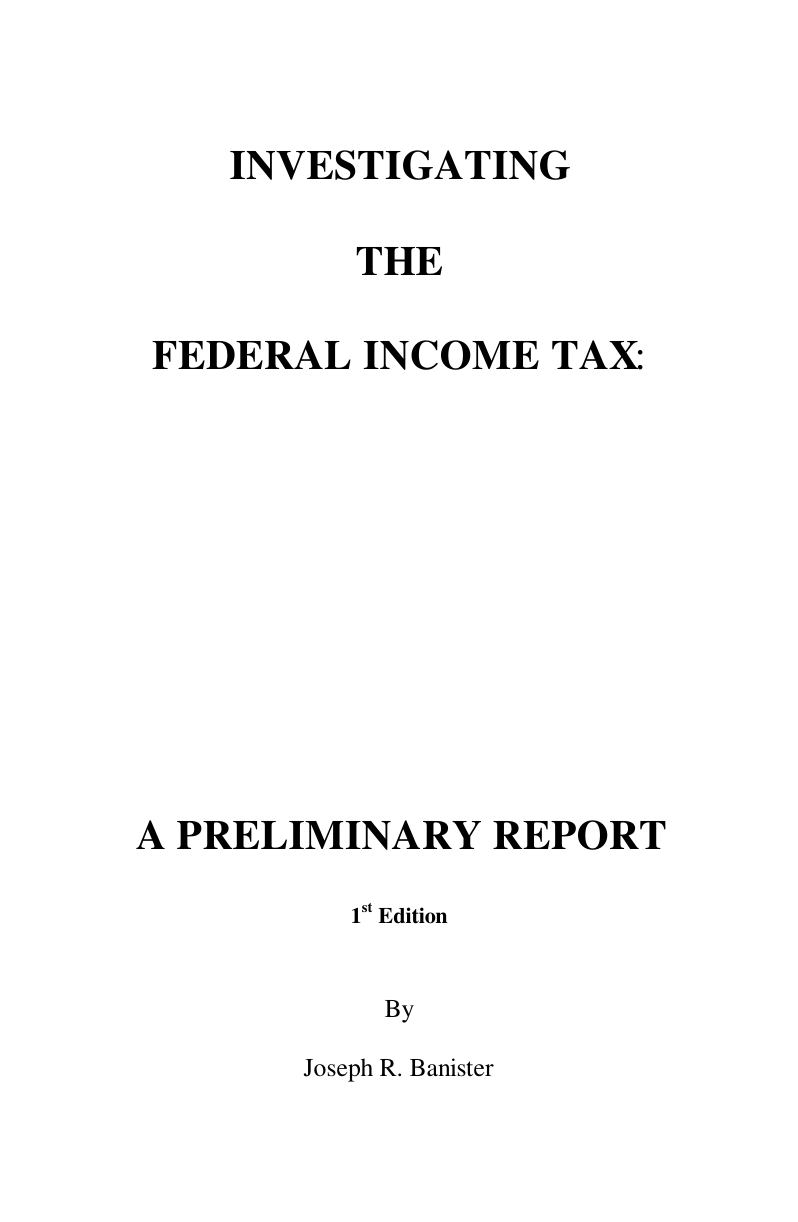 Banister, Joseph - Investigating the Federal Income Tax cover